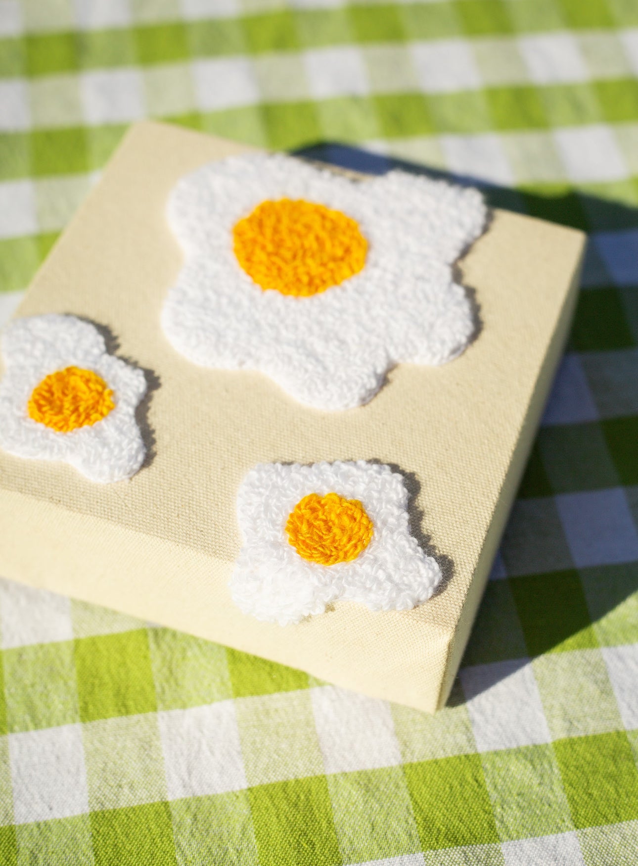 Fried Egg 6x6 Mini Chenille Canvas