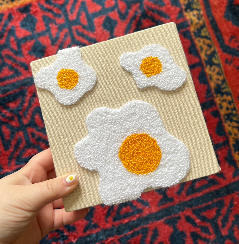 Fried Egg 6x6 Mini Chenille Canvas