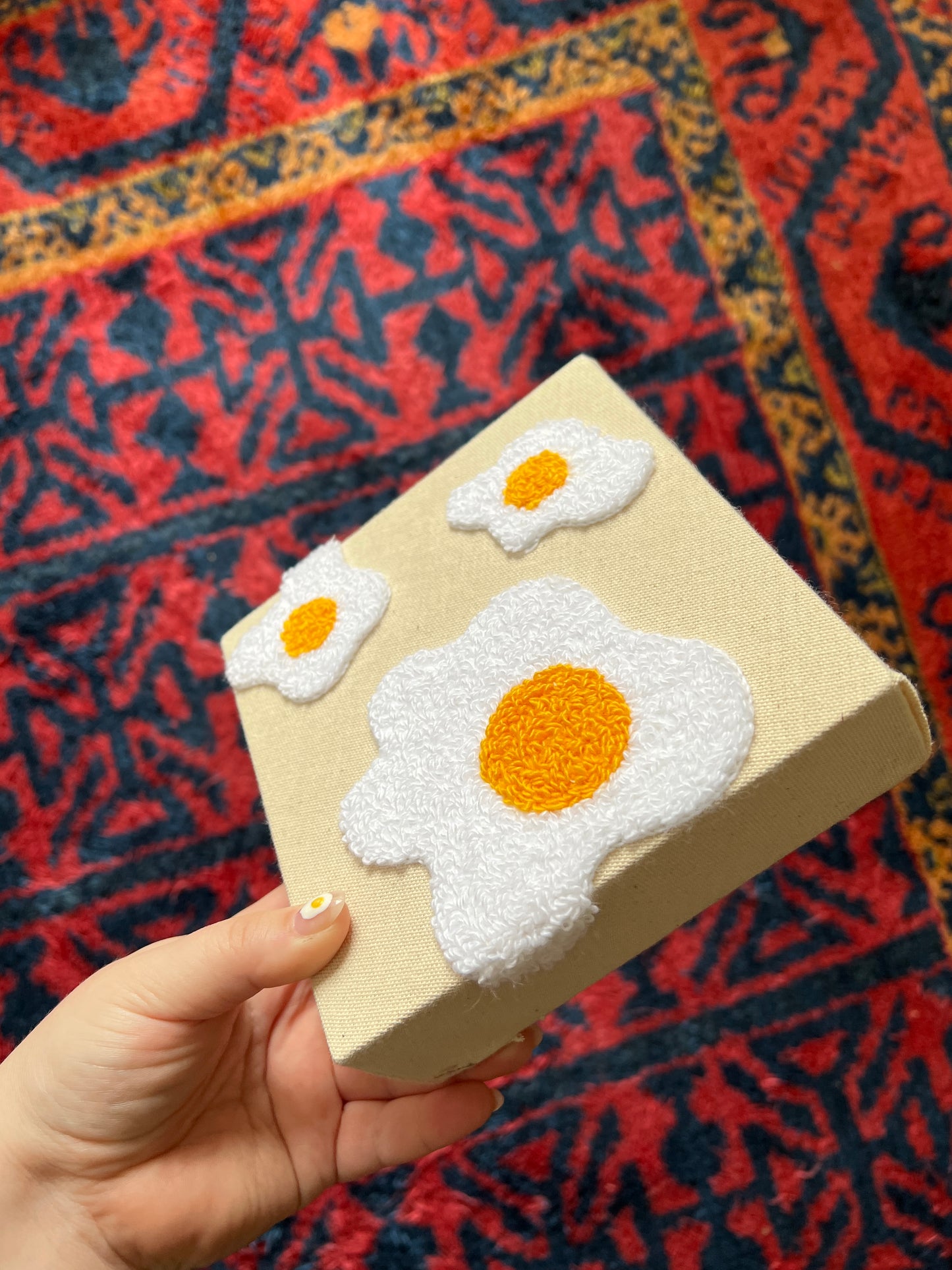 Fried Egg 6x6 Mini Chenille Canvas