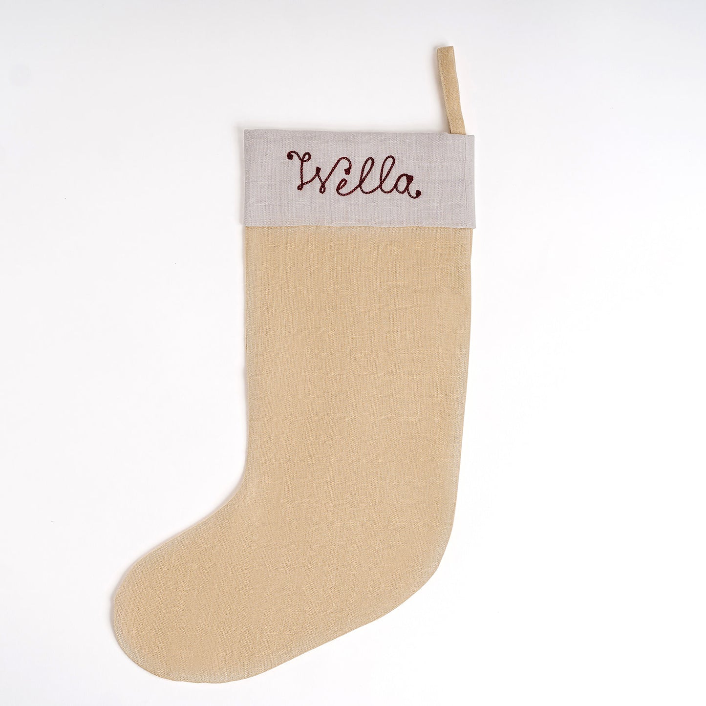 Custom Chainstitched Linen Stocking