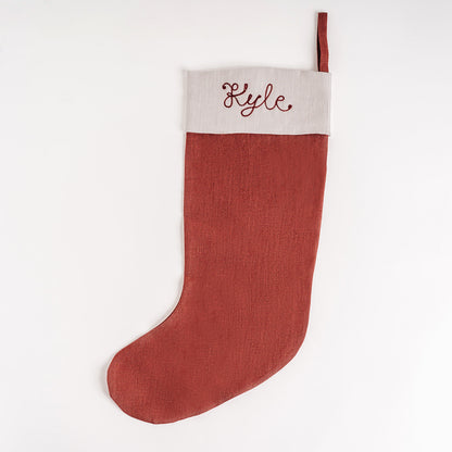 Custom Chainstitched Linen Stocking