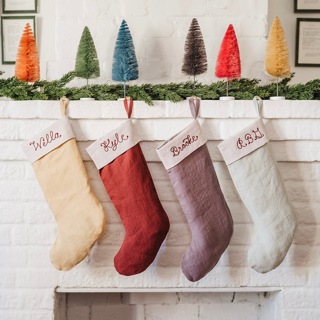 Custom Chainstitched Linen Stocking